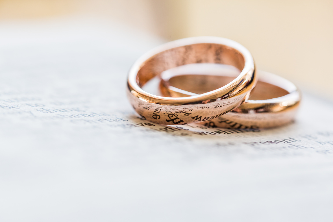 Wedding Rings on Top of Book 